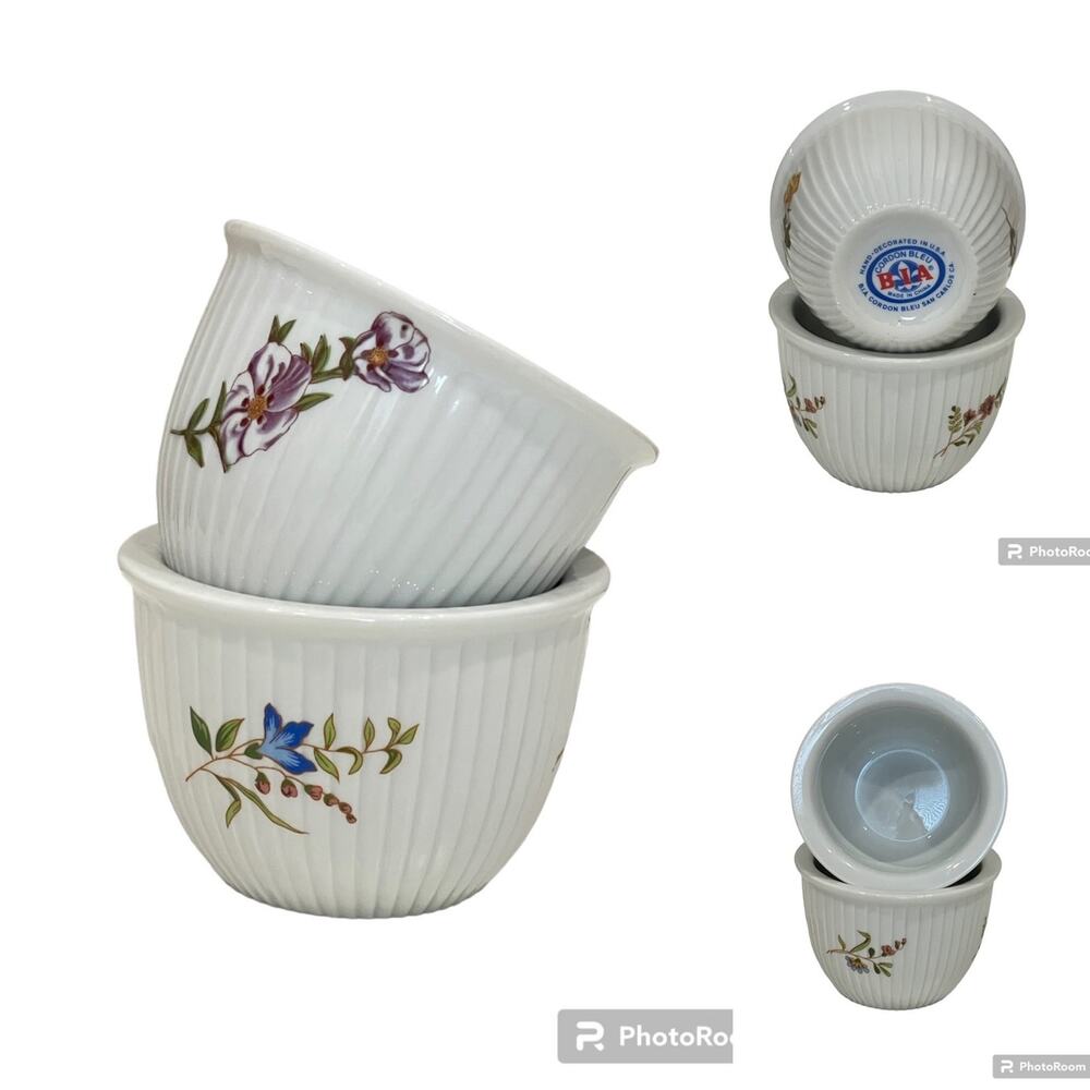 Set of 2 BIA Cordon Bleu Custard Cups Bowls Flowers Frieda Collection